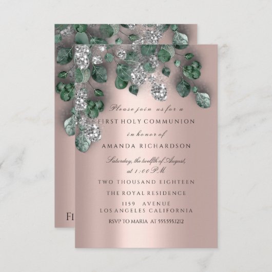 Eukalyptus Green Silver First Heilige Kommune Einladung (Vorne/Hinten)