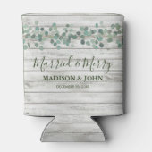 Eukalyptus Green Verheiratet und Merry Wedding Bee Dosenkühler (Rückseite)