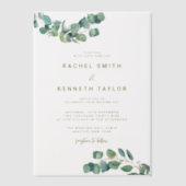 Eukalyptus Green Verlasst Minimalistische rustikal Pergament Einladungen (Vorderseite)