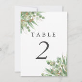 Eukalyptus Green Watercolor & Gold Tischnummer (Rückseite)