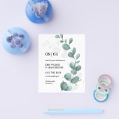 Eukalyptus Green Watercolor Save the Date Flyer (Einzeln)