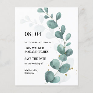 Eukalyptus Green Watercolor Save the Date Flyer