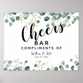 Eukalyptus green wedding CHEER Bar wedung/Party Poster (Vorne)