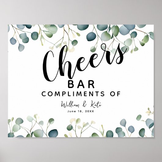 Eukalyptus green wedding CHEER Bar wedung/Party Poster (Vorne)