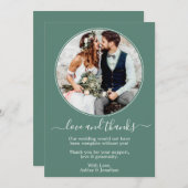 Eukalyptus Green Wedding mit modernem runden Foto Dankeskarte (Vorne/Hinten)