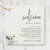 Eukalyptus Green Wedding Welcome Gift Bag Basket Geschenkanhänger (Vorderseite)