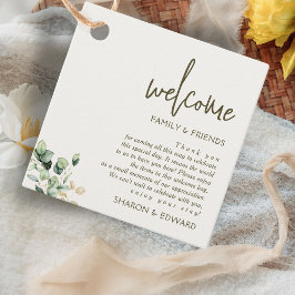 Eukalyptus Green Wedding Welcome Gift Bag Basket Geschenkanhänger