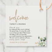 Eukalyptus Green Wedding Welcome Gift Bag Basket Geschenkanhänger (Rückseite)