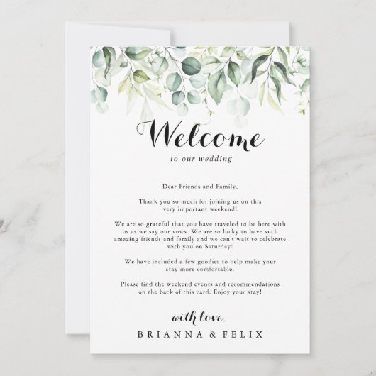 Eukalyptus Green Wedding Welcome Letter (Vorderseite)