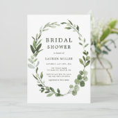 Eukalyptus Green Wreath-Brautparty Einladung (Stehend Vorderseite)