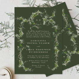 Eukalyptus Green Wreath | Cream Monogram Wedding Einladung