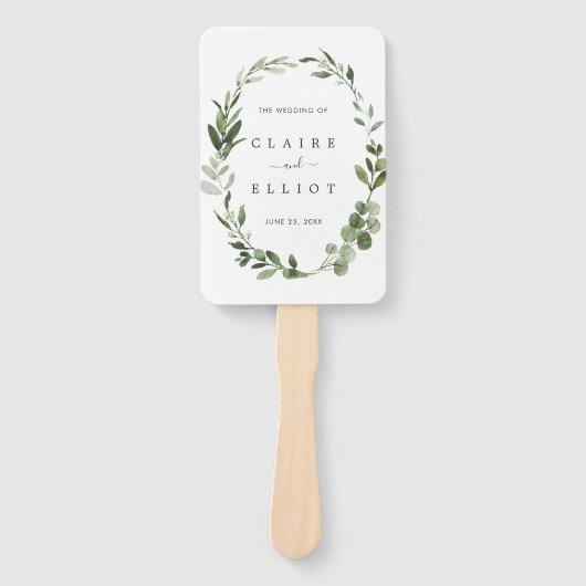 Eukalyptus Green Wreath Wedding Program Fächer (Vorderseite)