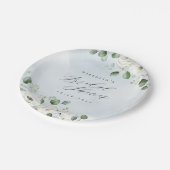 Eukalyptus Greenera rustikales Brautparty Pappteller (Schrägansicht)