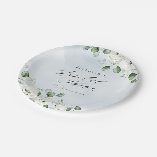 Eukalyptus Greenera rustikales Brautparty Pappteller (Schrägansicht)