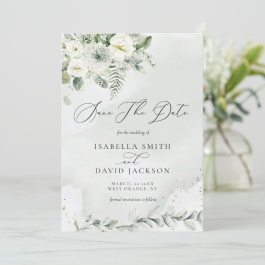 Eukalyptus Greenerage Foliage Botanisch Save The Date (Stehend Vorderseite)