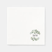 Eukalyptus Greenerals Initials Wedding oder Verlob Serviette (Vorderseite)