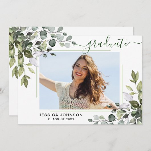 Eukalyptus Greeneration Graduation Party Einladung (Vorne/Hinten)