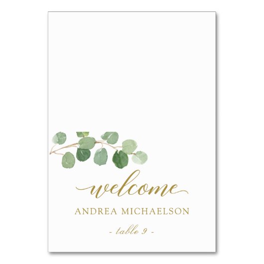 Eukalyptus Greenerding Place / Name Cards Tischnummer (Vorderseite)