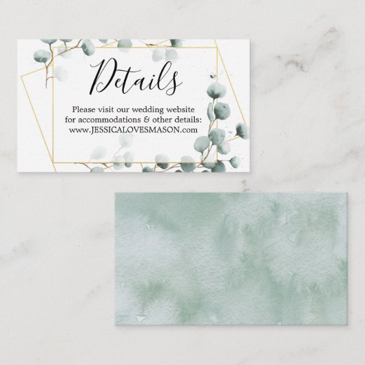 Eukalyptus Greenerding Website für Hochzeiten Beip Begleitkarte (Vorne/Hinten)