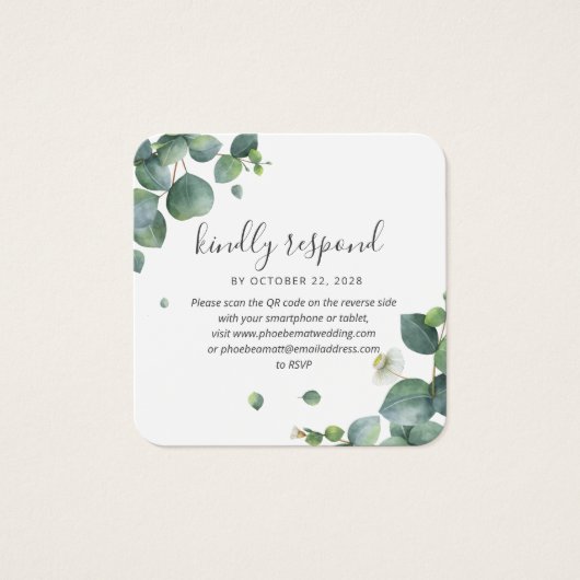 Eukalyptus Greenerding Wedding QR Code RSVP Card (Vorderseite)