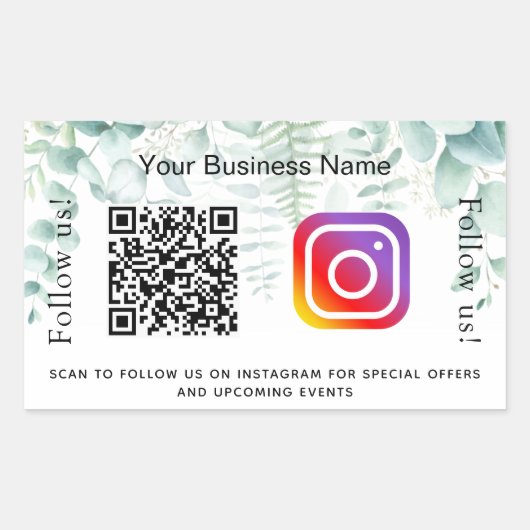 Eukalyptus greenerenerity business qr code instagr rechteckiger aufkleber (Vorderseite)