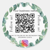 Eukalyptus greenerenerity business qr code instagr runder aufkleber (Vorderseite)