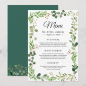 Eukalyptus Greenerenery Blätter Border Frame Weddi Menükarte (Vorne/Hinten)