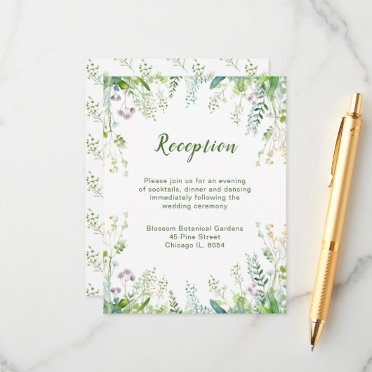 Eukalyptus Greenerenery Blätter Hochzeitempfang Begleitkarte (Vorderseite/Rückseite Beispiel)