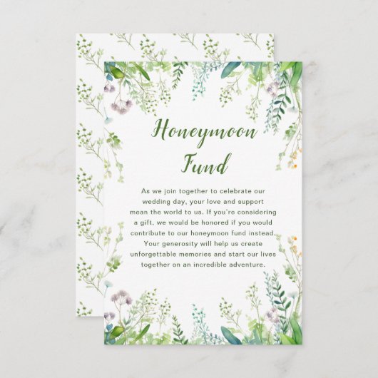 Eukalyptus Greenerenery Blätter Wedding Honeymoon Begleitkarte (Vorne/Hinten)