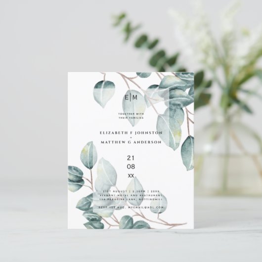 Eukalyptus Greenerenery Blätter Wedding Invites (Stehend Vorderseite)