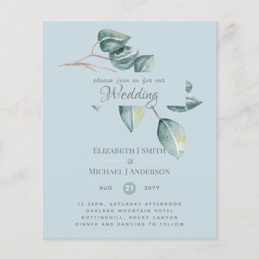 Eukalyptus Greenerenery Blätter Wedding Invites (Vorderseite)