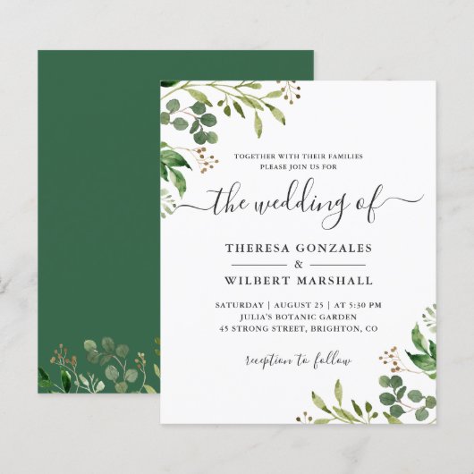 Eukalyptus Greenerenery Blätter Wedding Invites (Vorne/Hinten)