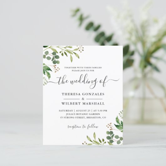 Eukalyptus Greenerenery Blätter Wedding Invites (Stehend Vorderseite)