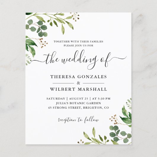 Eukalyptus Greenerenery Blätter Wedding Invites (Vorderseite)