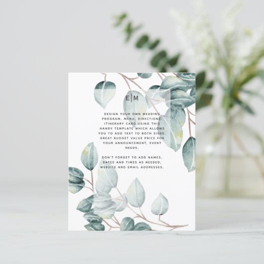 Eukalyptus Greenerenery Blätter Wedding Invites (Stehend Vorderseite)