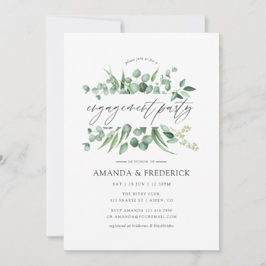 Eukalyptus Greenerenery Engagement Party Einladung (Vorderseite)