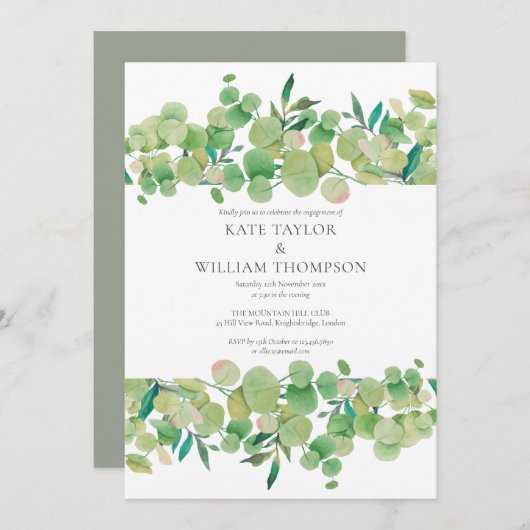 Eukalyptus Greenerenery Engagement Party Einladung (Vorne/Hinten)