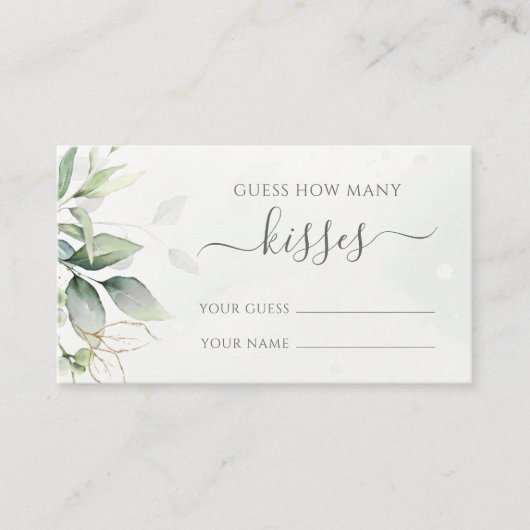 Eukalyptus Greenerenery Guess Wie viele Kisses Gam Begleitkarte (Vorderseite)