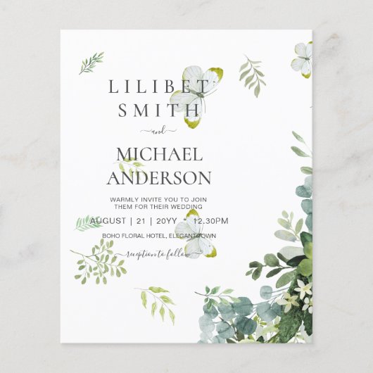 Eukalyptus Greenerenery Leaf Botanische Hochzeit Flyer (Vorne)