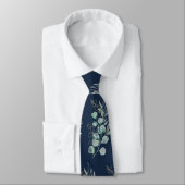 Eukalyptus Greenerenery Pattern Navy Blau Krawatte (Gebunden)