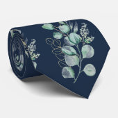 Eukalyptus Greenerenery Pattern Navy Blau Krawatte (Gerollt)