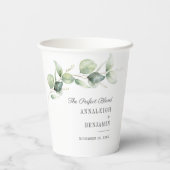 Eukalyptus Greenerenery Script Hochzeitsempfang Pappbecher (Rückseite)