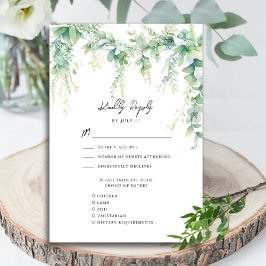Eukalyptus Greenerenery Script Modern Garden Weddi RSVP Karte