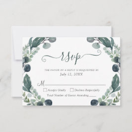 Eukalyptus Greenerenery Script Wedding RSVP Karte