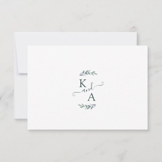 Eukalyptus Greenerenery Script Wedding RSVP Karte (Rückseite)