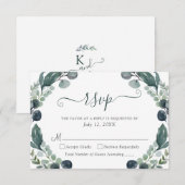 Eukalyptus Greenerenery Script Wedding RSVP Karte (Vorne/Hinten)