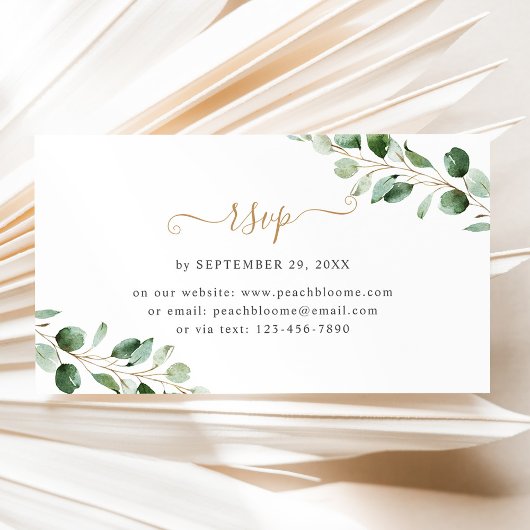 Eukalyptus Greenerings Wedding Online RSVP Cards Visitenkarte
