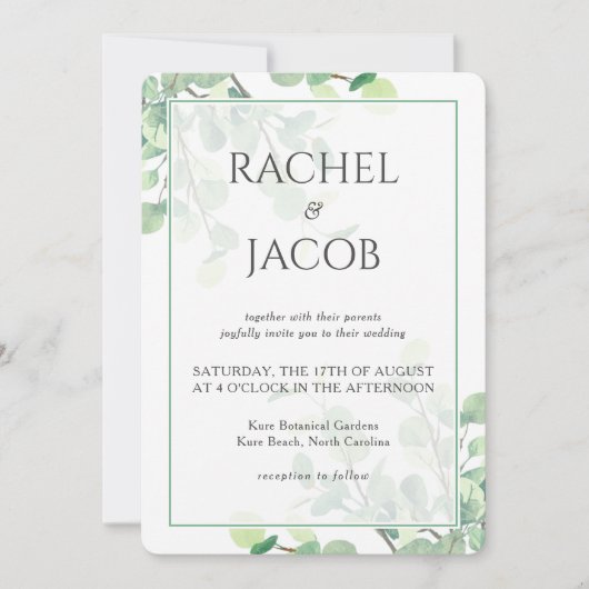 Eukalyptus Greenerity Background Wedding Einladung (Vorderseite)