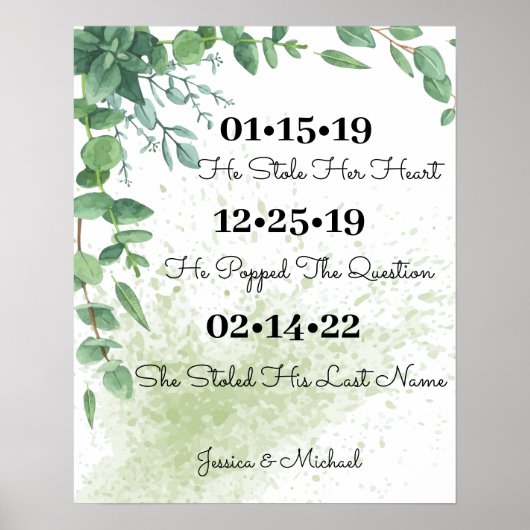 Eukalyptus Greenerity Best Day Wedding Poster (Vorne)