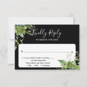 Eukalyptus Greenerity Black and White Wedding RSVP Karte (Vorderseite)